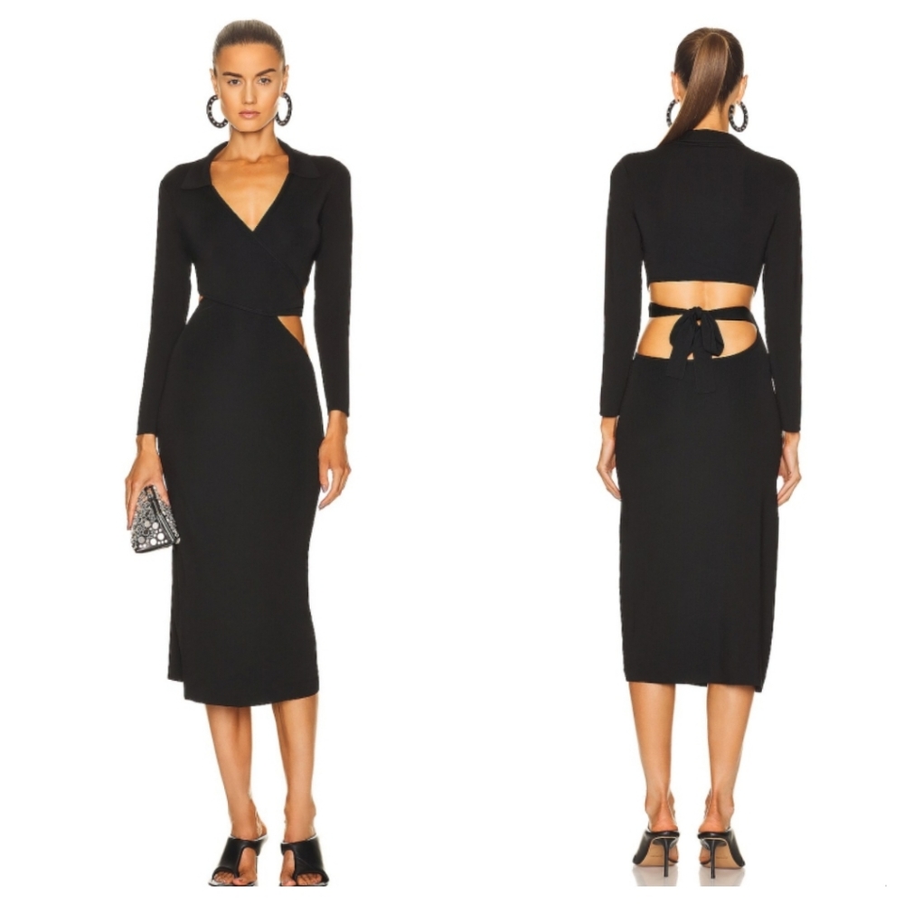 CULT GAIA Black Cristina Knit Cut-Out Dress